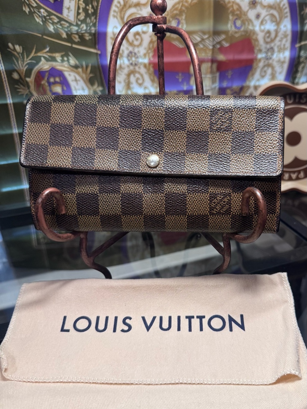 Louis Vuitton Damier Ebene Checkerboard Wallet - Brown